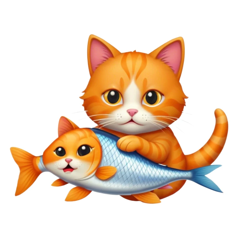 ginger cat had stolen fish sticker