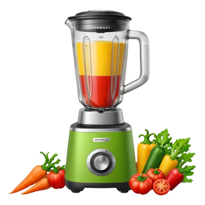 a blender with vegetables inside sticker