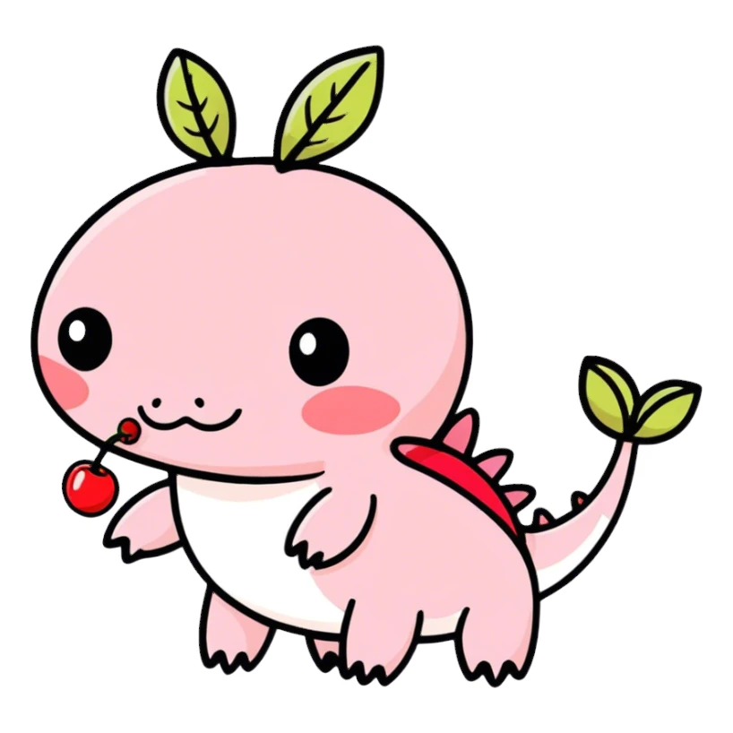axolotl with cherries  sticker