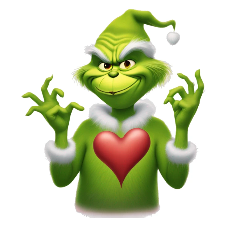 The grinch making a heart with his hands  sticker