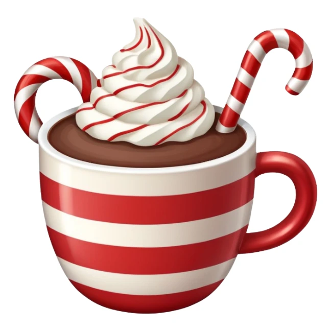 Peppermint hot cocoa with candy cane stirrer sticker