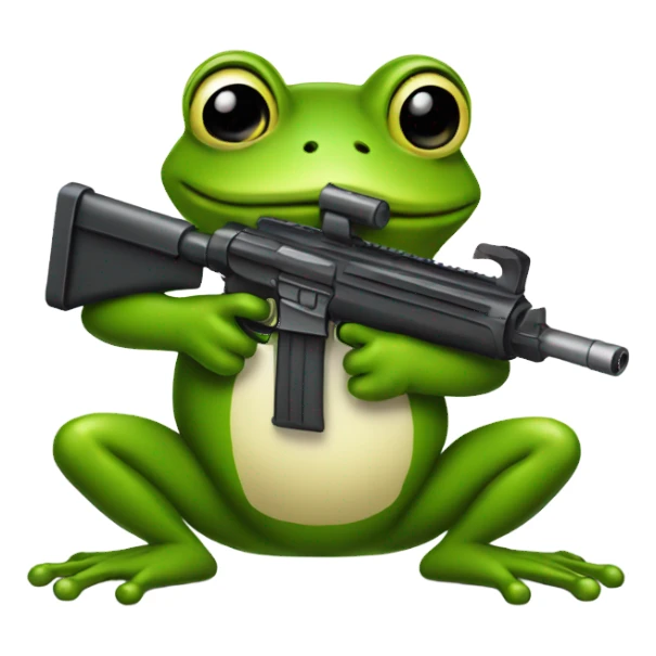 Frog shooting a machine gun sticker