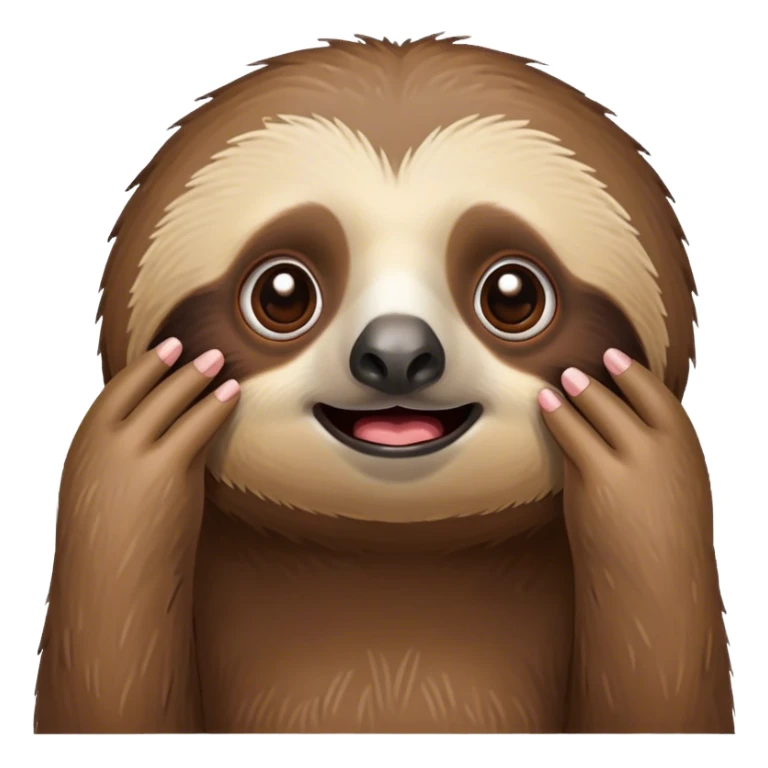 sloth with shoked face with hands on face sticker