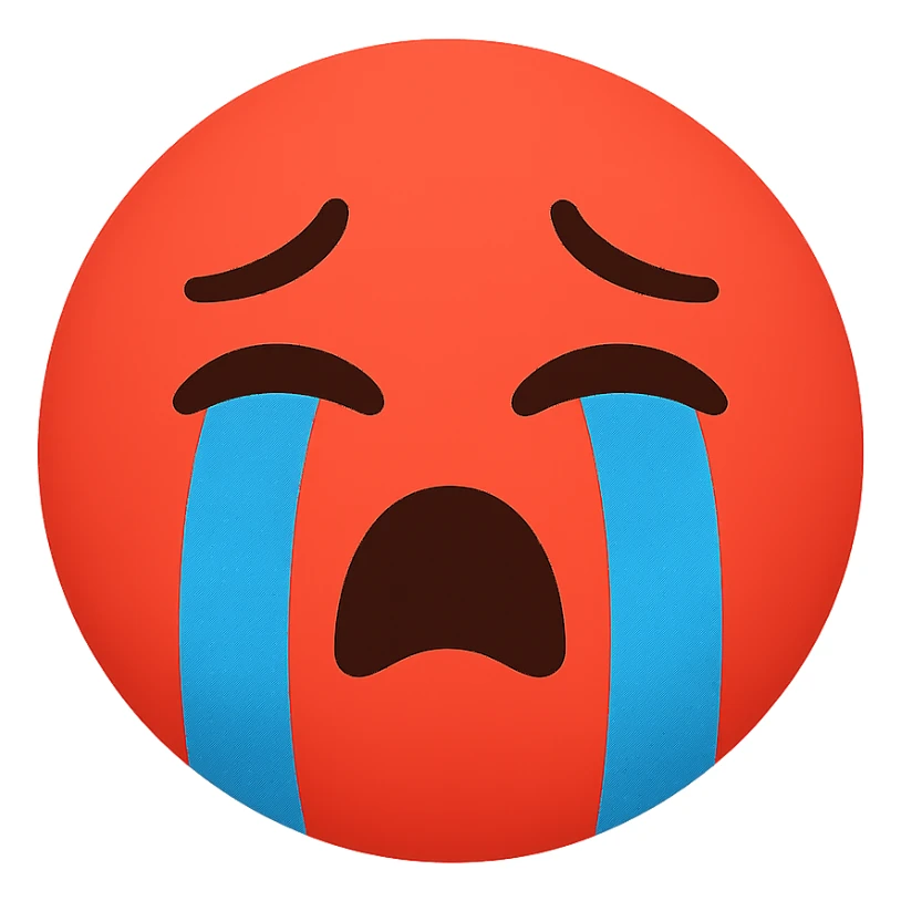 red crying face emoji, no background sticker