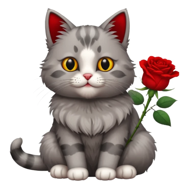 Cat and flower sticker