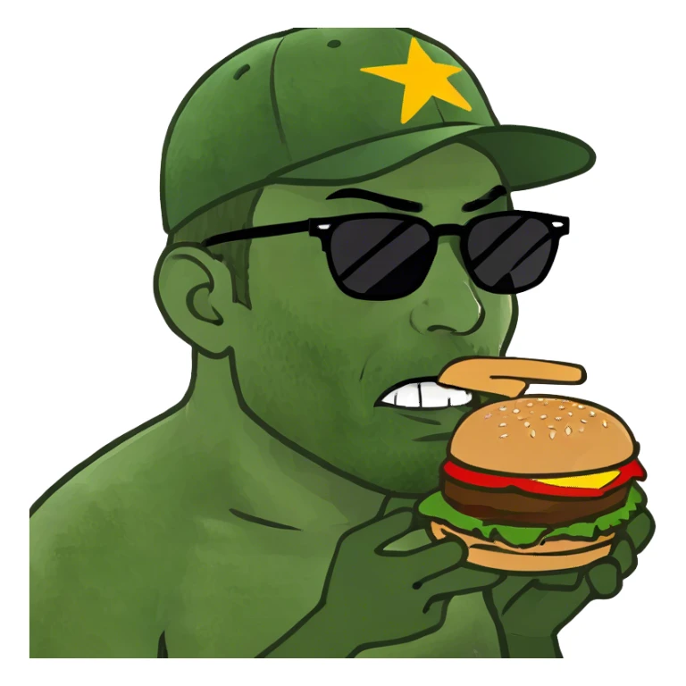 A man eating a burger sticker