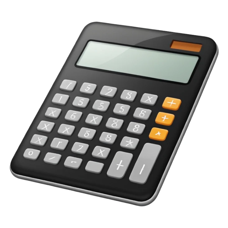 Minimalistic flat vector icon, iOS style, thin black contour on white background. Calculator and geometric shapes (triangle, circle). No text, no shadows. sticker