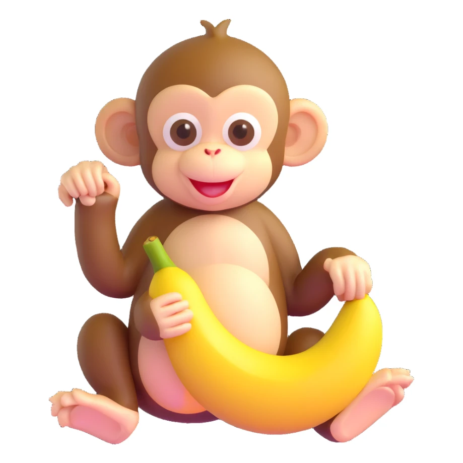 baby monkey peeling a banana sticker