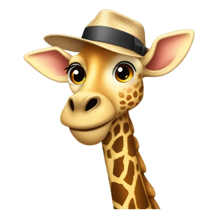 Cool giraffe making friends with a hat on sticker