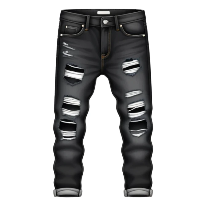 Black ripped jeans with white tag sticker