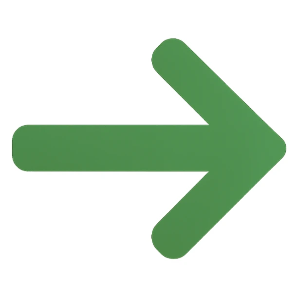 green arrow, flat color icon style, minimal and bold sticker