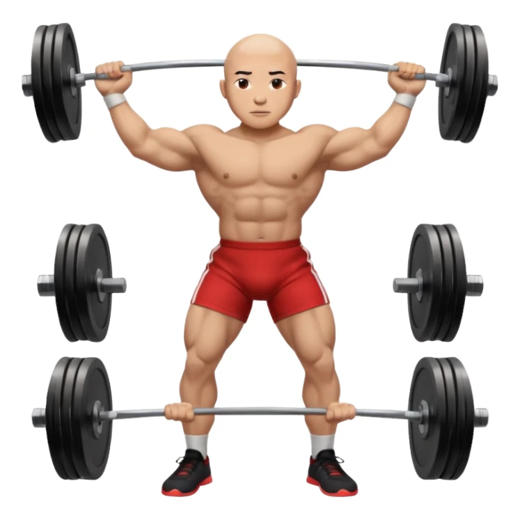 bald asian man deadlifting sticker