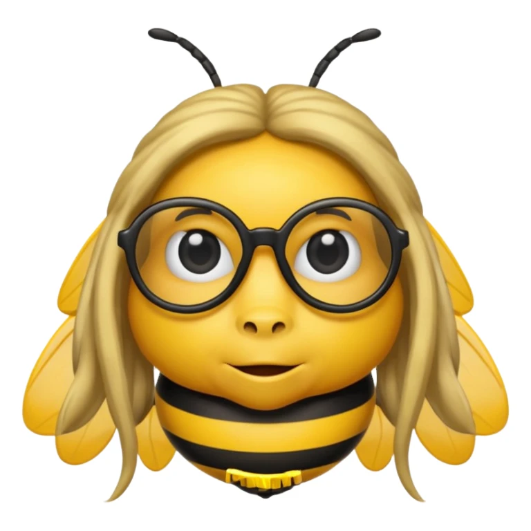 long hair bee with glasses sticker