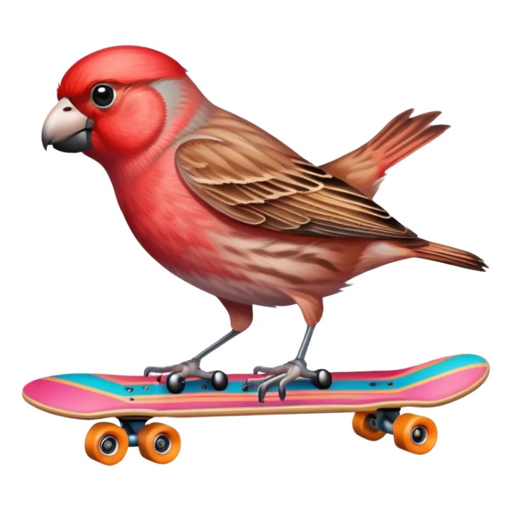 House finch on skateboard  sticker