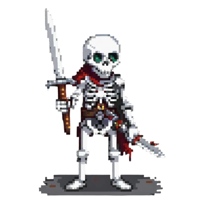 skeleton holding a sword sticker