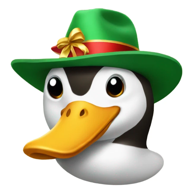 Pato con sombrero navideño sticker