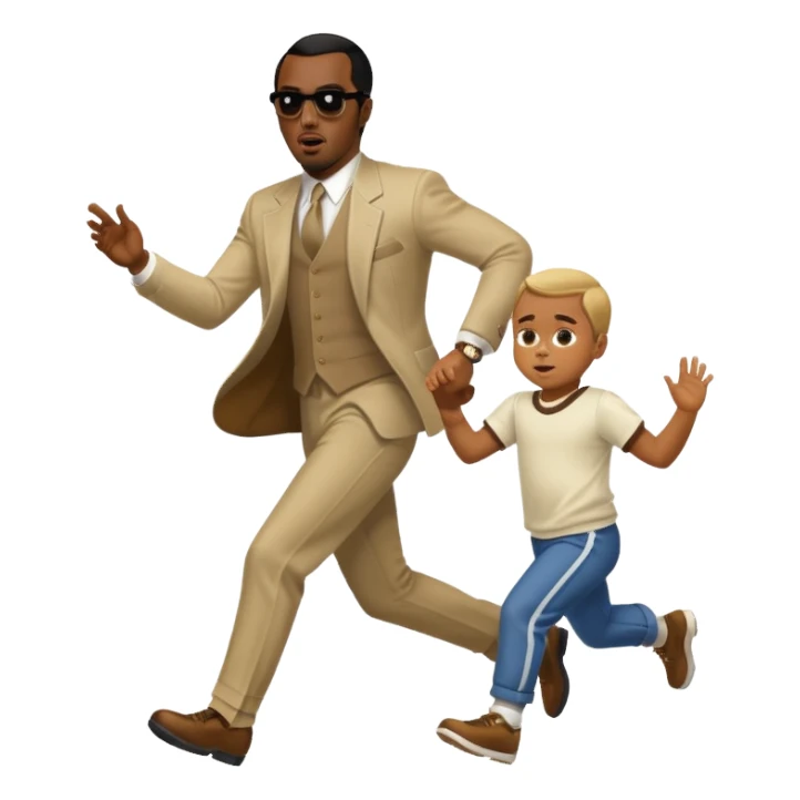 pdiddy chasing a kid sticker