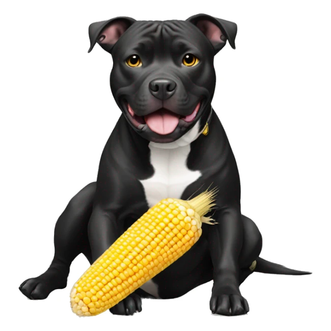 All black pit bull with corn toy sticker