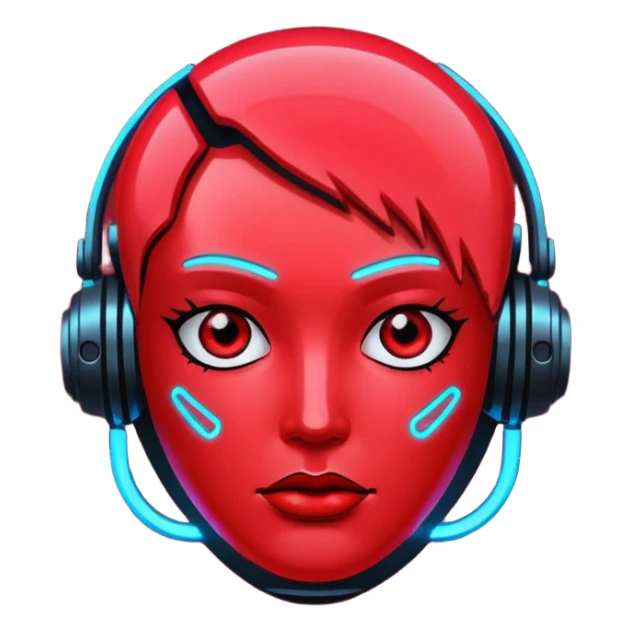 red glitter cyberpunk light sticker