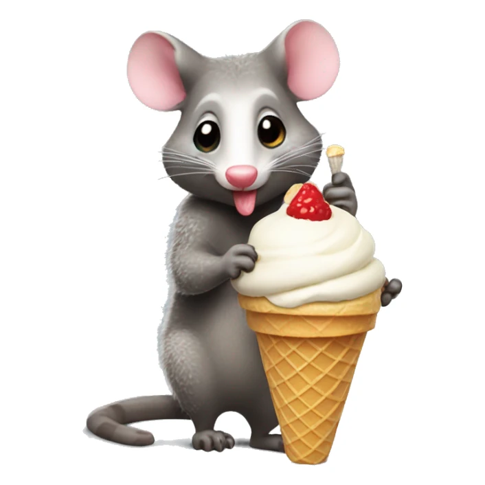 Possum licking ice cream cone sticker