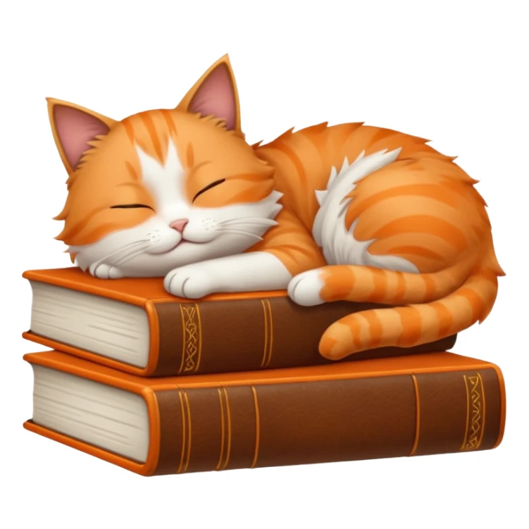 Cat sleeping on books sticker