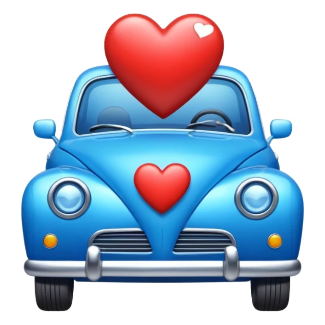 Blue car with heart sticker