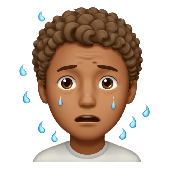 handsome brown boy with light curls and a good sharp jawline crying sticker
