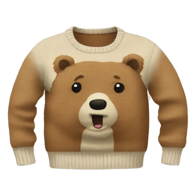 Sweater with a brown bear on in  sticker