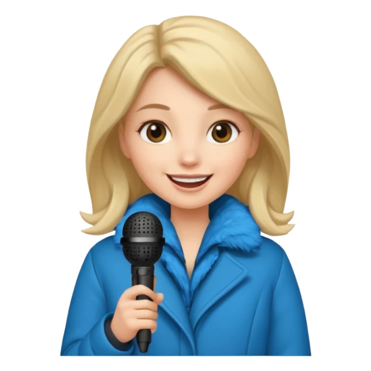 woman with winter clothes holding microphone sticker