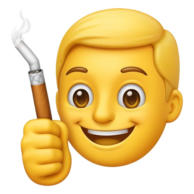 Thumbs up emoji holding a cigarette sticker