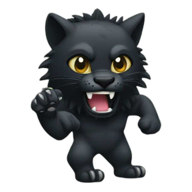 black pantera animal with a sharp tooth behind a bush sticker