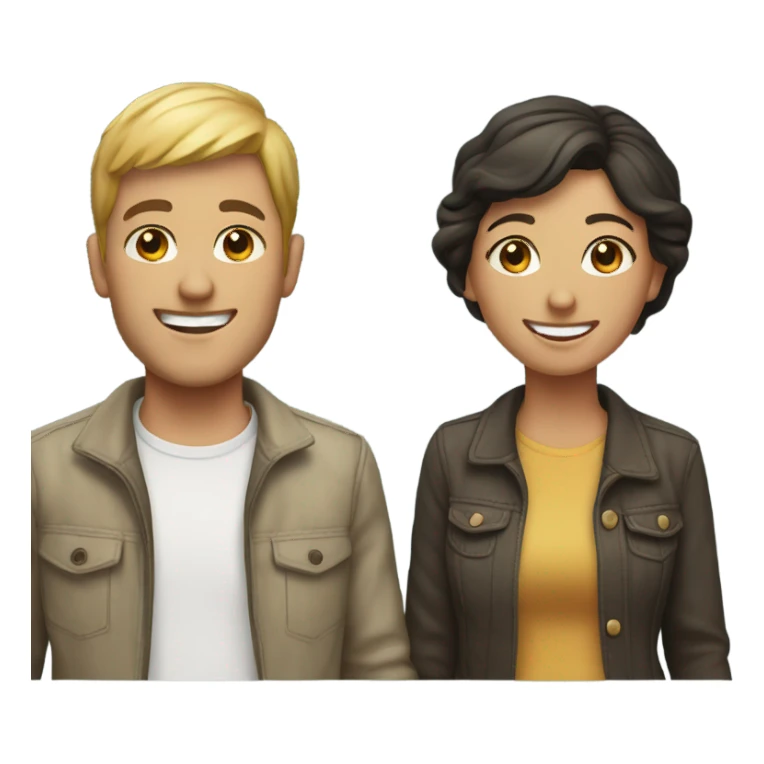 happy couple in casual attire sticker