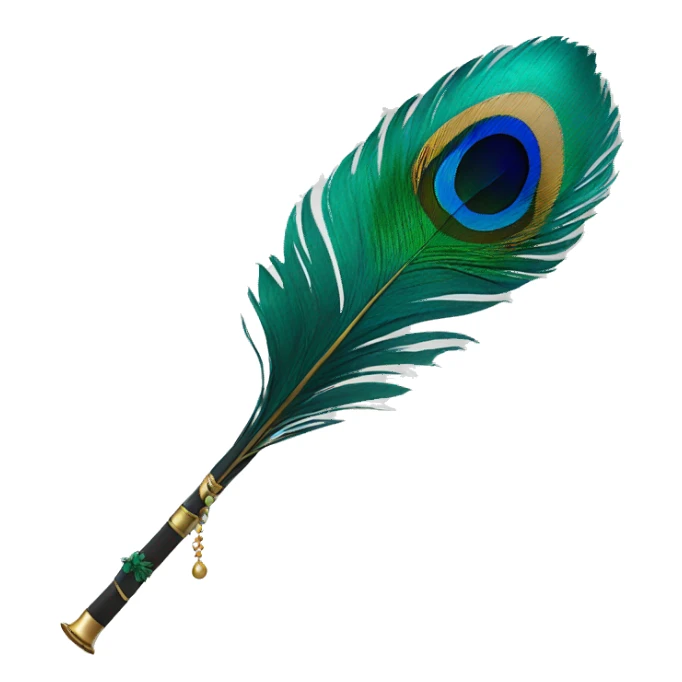 Peacock feather attached to flute sticker