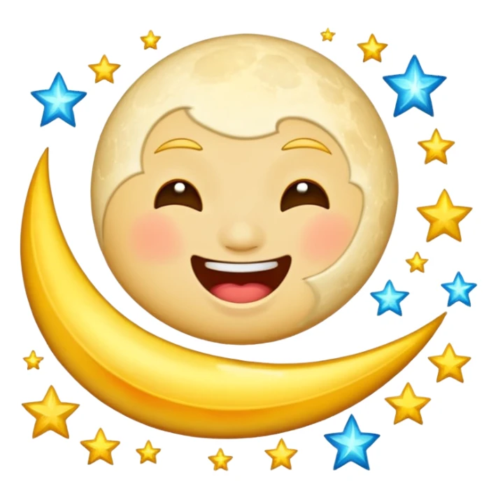 laughing moon spilling stardust sticker