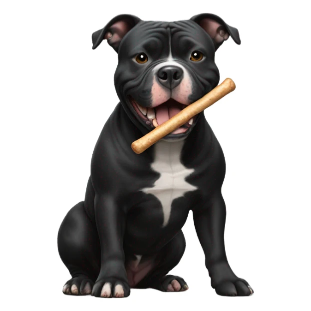 Black American Bully with a bully stick sticker