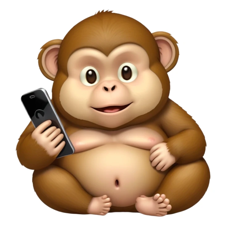 Fat monkey being lazy with phone  sticker