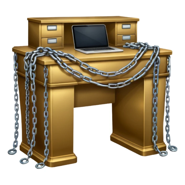Desk draped in chains sticker