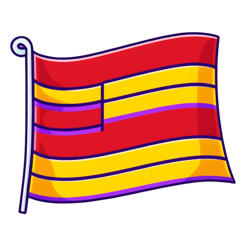 Flag with three horizontal bands - red, yellow, and violet sticker