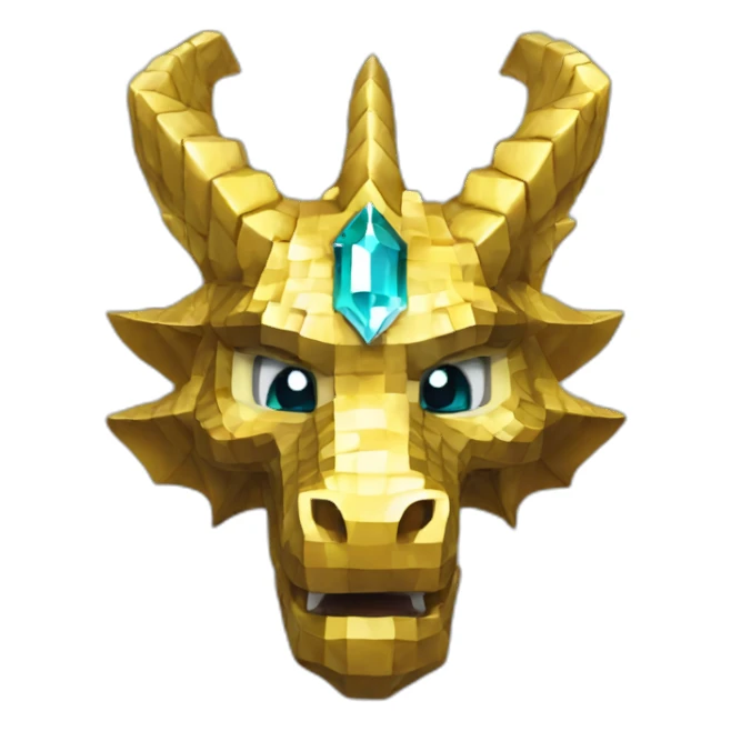 Minecraft Glitter Gold Dragon Head With Diamond Horn sticker