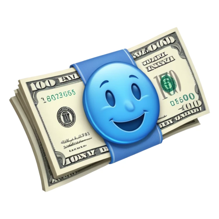 money bill colored blue sticker