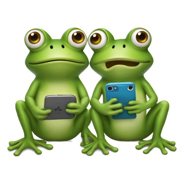 two frog with a phone in his hands sticker