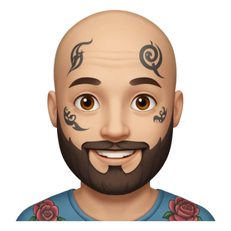 bald bearded man with face tattoo sticker