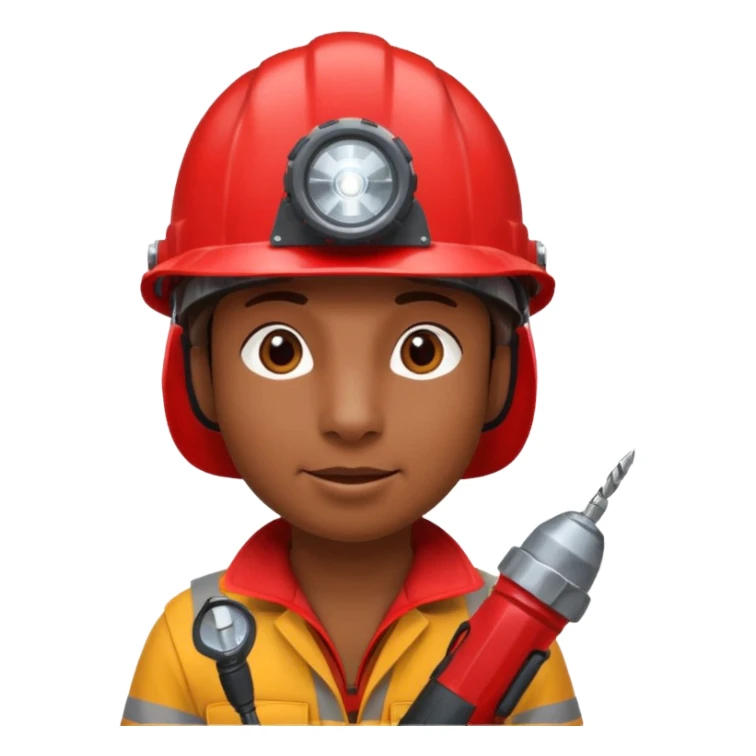 a mole with drill, red helmet, headlamp sticker