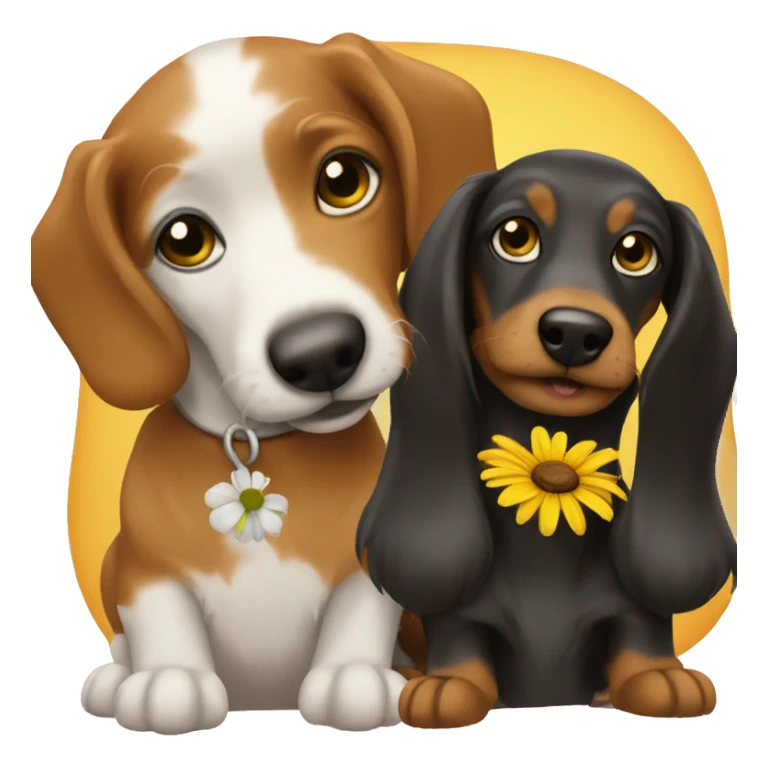 Dachshuch and daisy sticker