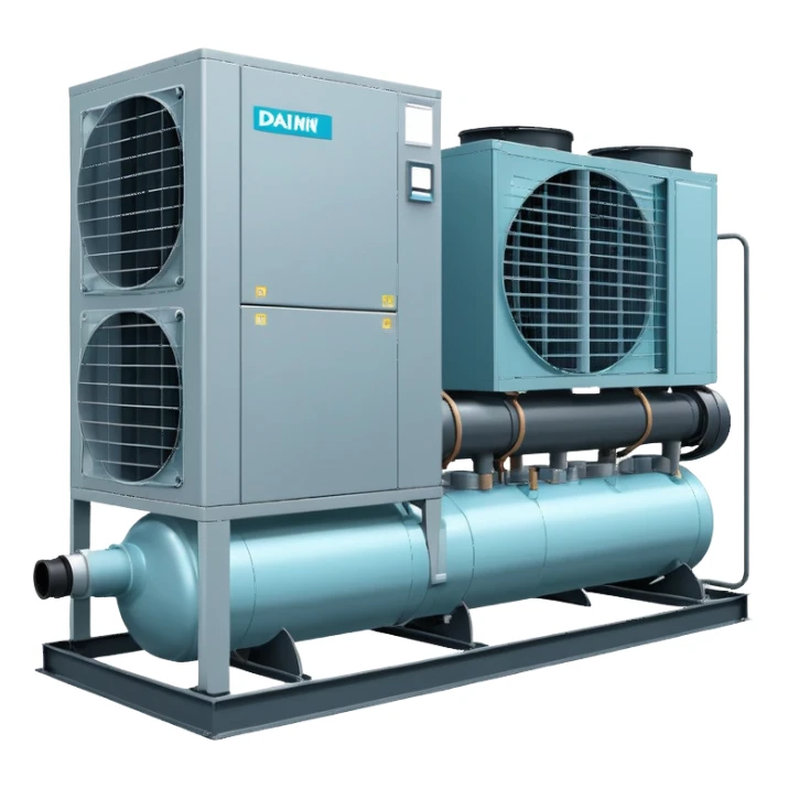 Daikin industrial chiller unit, HVAC equipment sticker