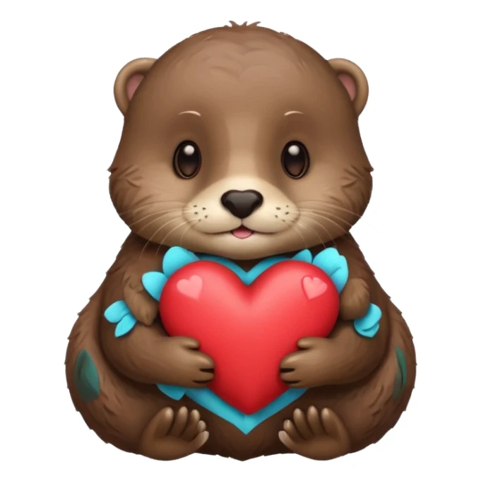 Otter with heart sticker