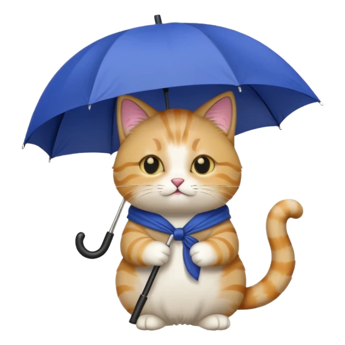 cat holding an umbrella sticker