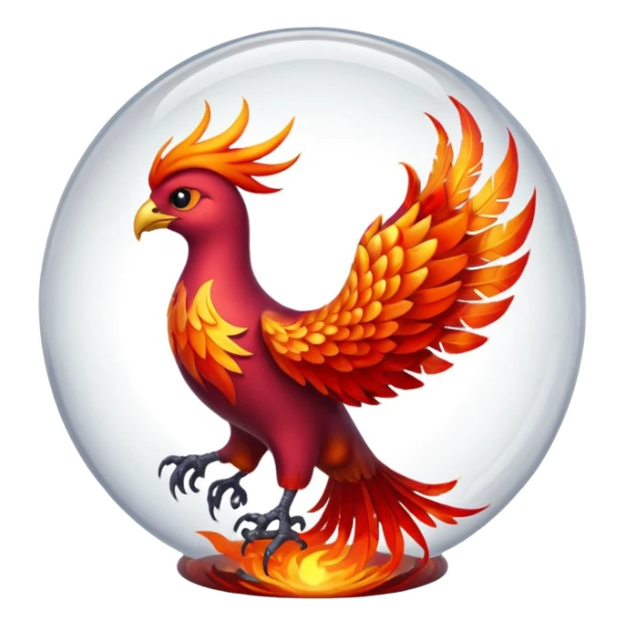 A phoenix inside a clear crystal ball sticker