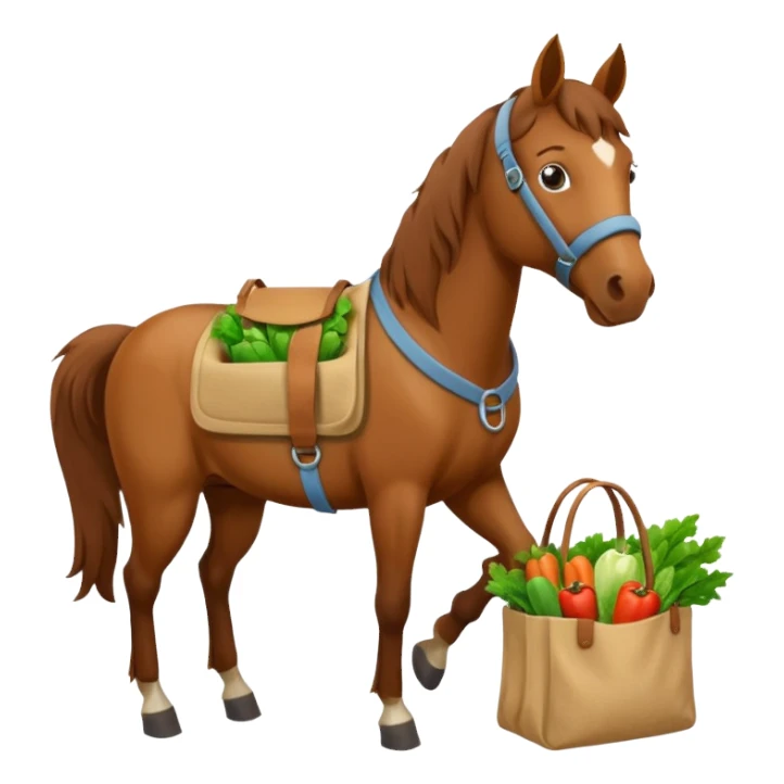 horse holding vegetables bag sticker