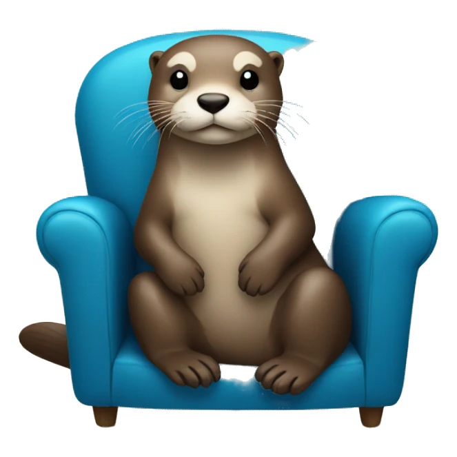 otter sitting on a blue sofa sticker